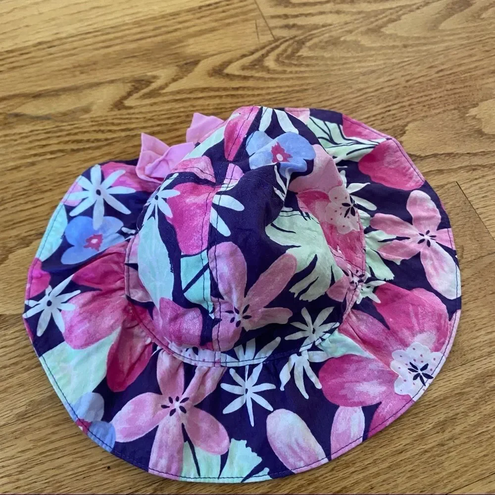 🍭6/$30 Gymboree floral sunhat with Velcro strap - 6-12 m baby girl